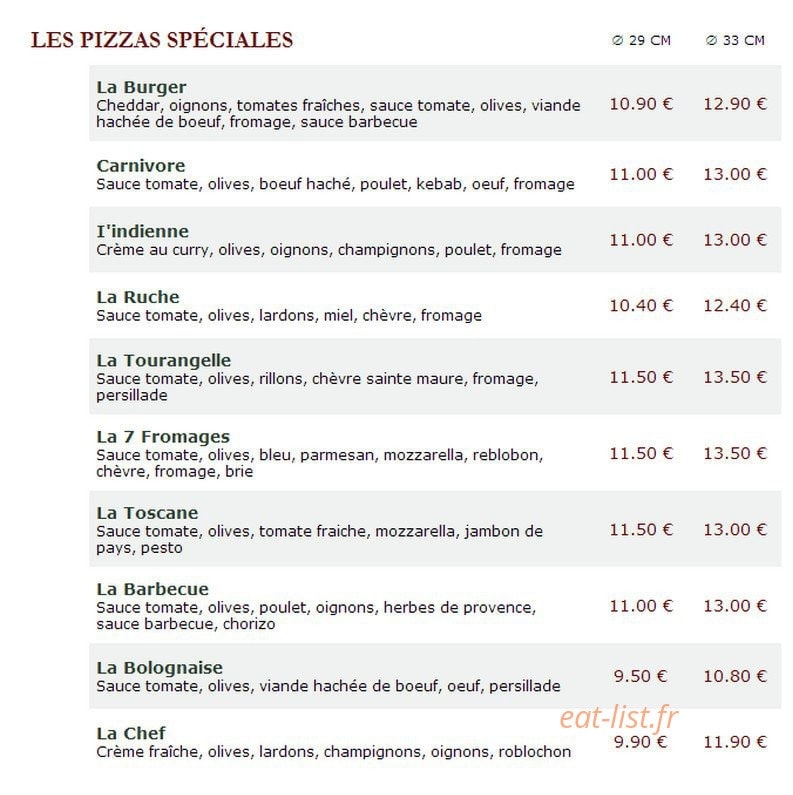 Le Kiosque à Pizzas — carte page 3