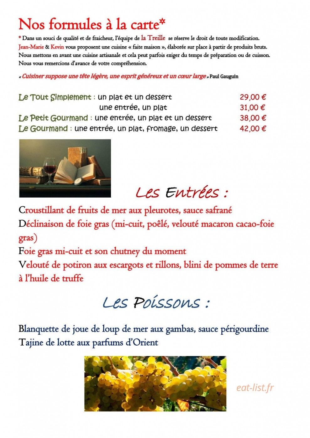 Auberge de la Treille — carte page 4