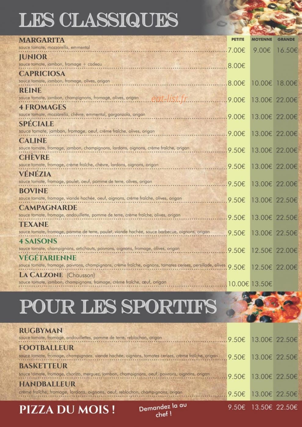 Tradi Pizza — carte page 2