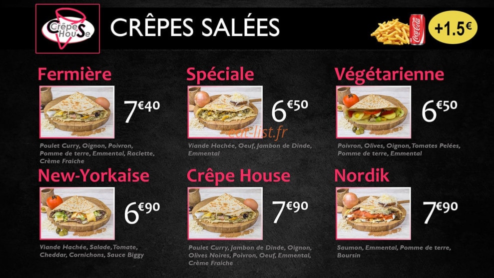 Crêpes House — carte page 9