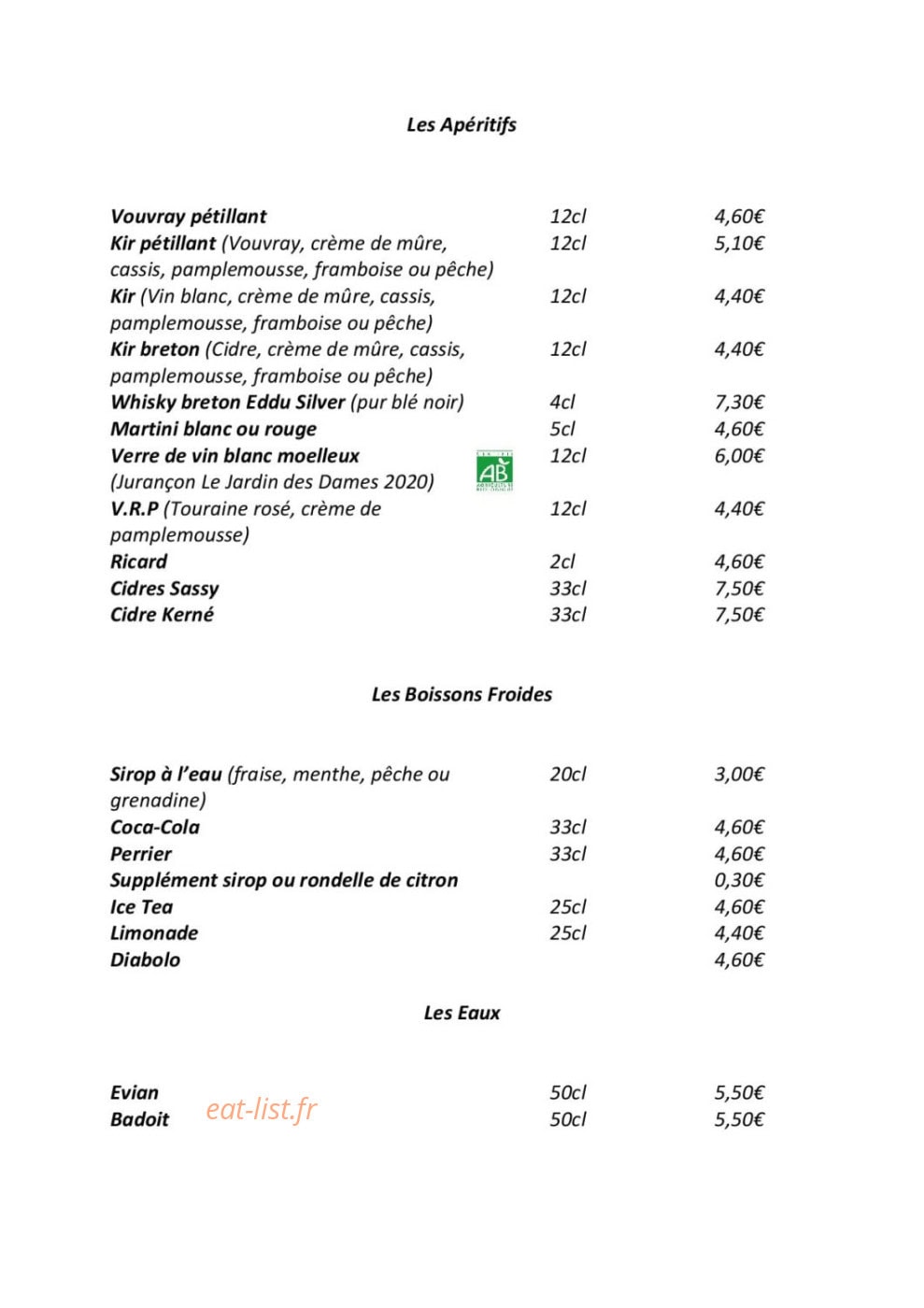 La Fleur de Sel — carte page 2