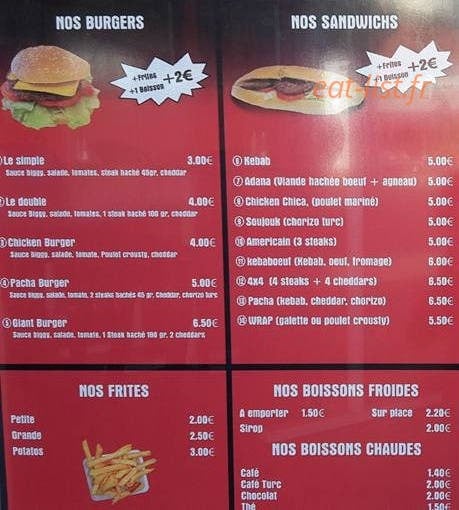 Mac Kebab — carte page 1