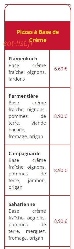 Mille et une pizzas — carte page 6
