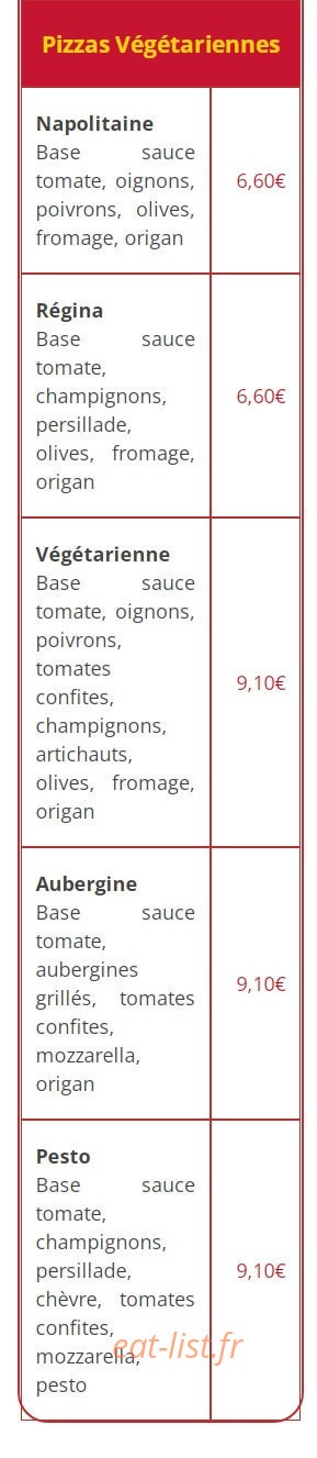 Mille et une pizzas — carte page 5