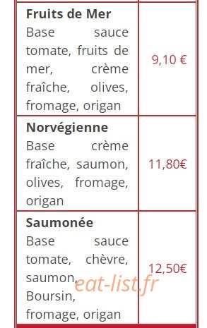 Mille et une pizzas — carte page 4