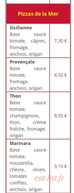 Mille et une pizzas — carte page 3