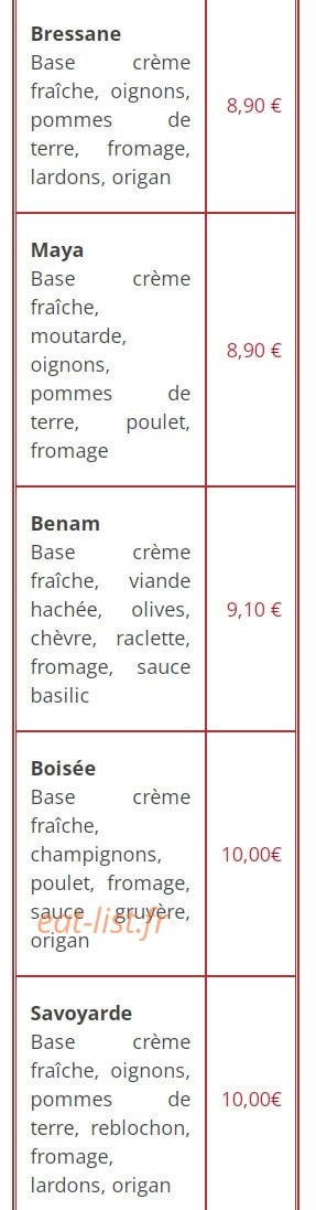 Mille et une pizzas — carte page 7