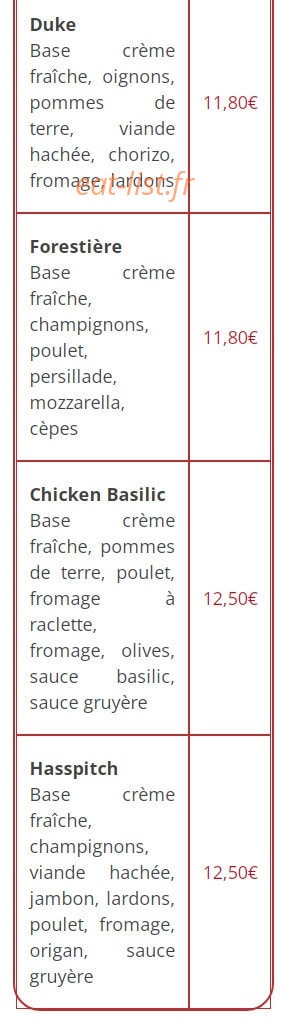 Mille et une pizzas — carte page 9