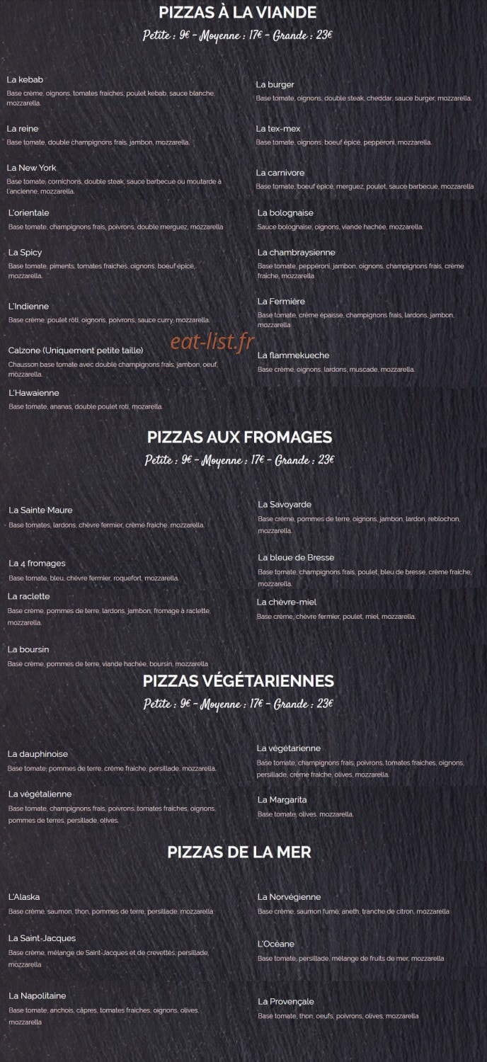 Pizza de luxe — carte page 1