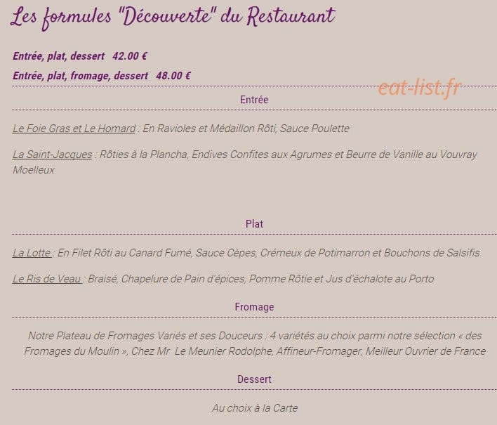 Restaurant de la Liodière — carte page 3