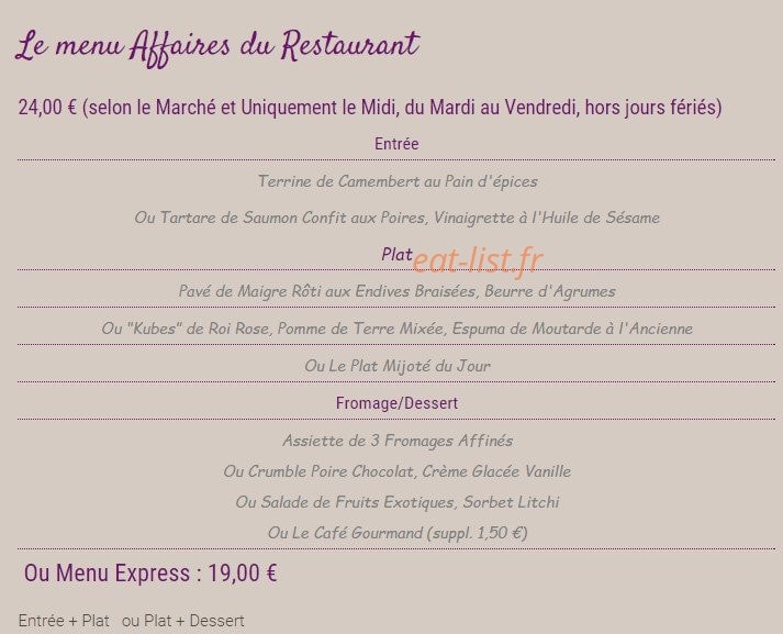 Restaurant de la Liodière — carte page 4