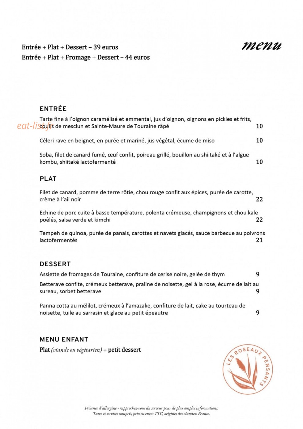 Les Roseaux Pensants — carte page 1