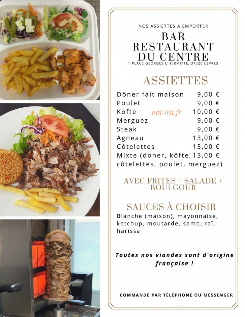 Le Baroud Döner — carte page 1
