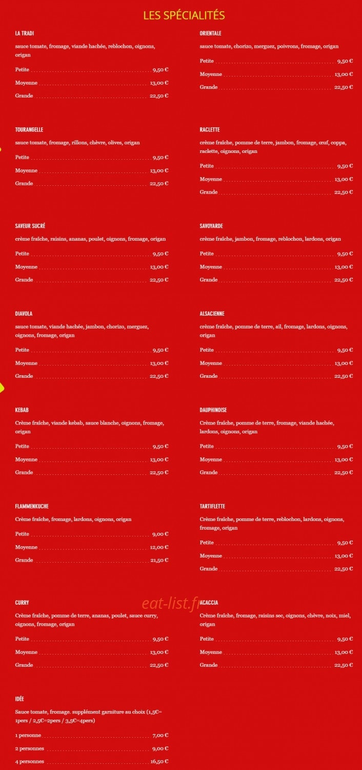 Tradi Pizza — carte page 3