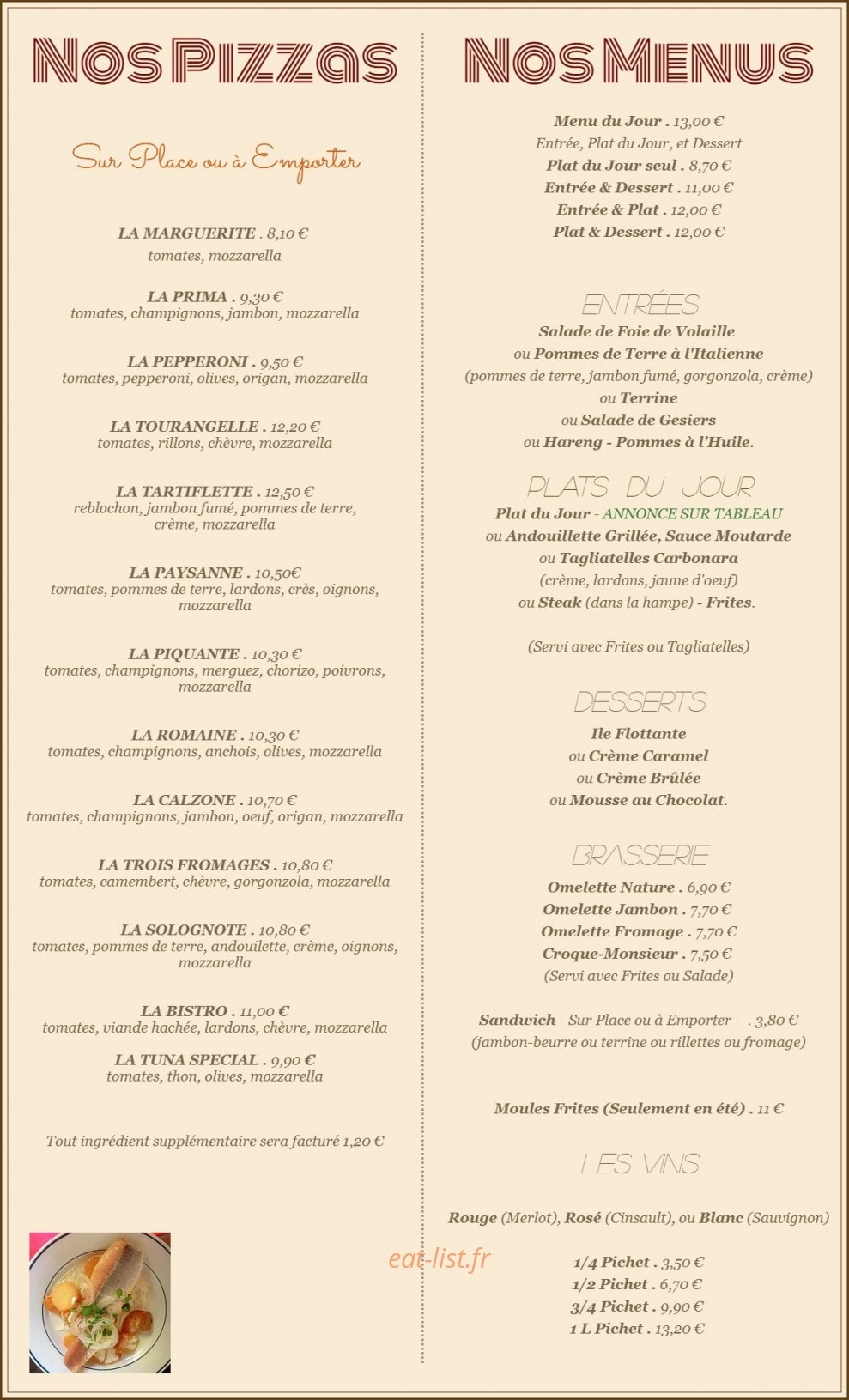 Le BistrO — carte page 1