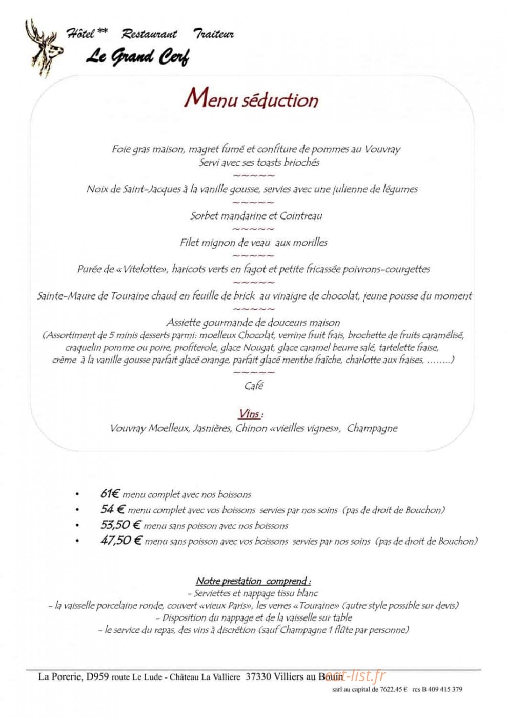 Le Grand Cerf — carte page 5