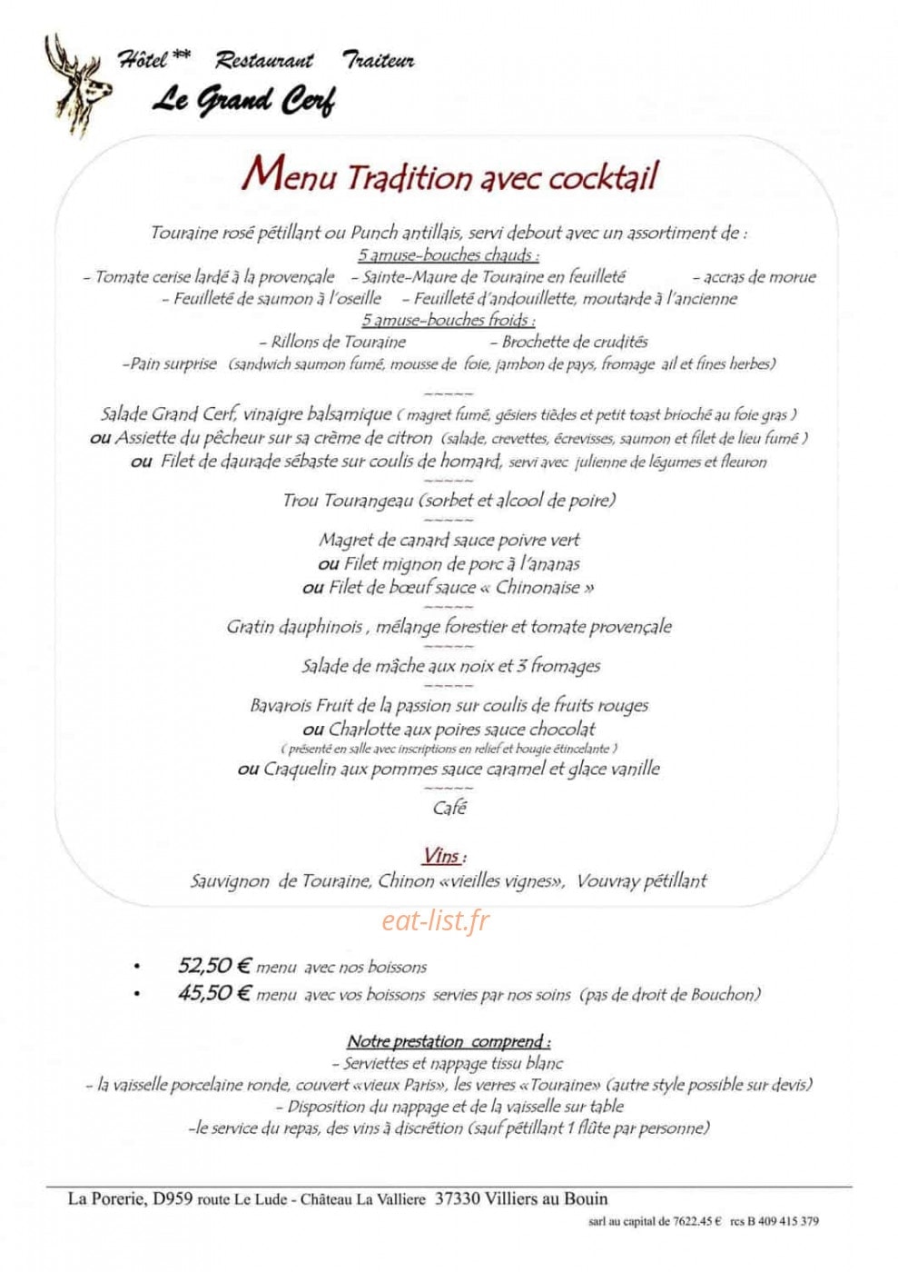 Le Grand Cerf — carte page 2