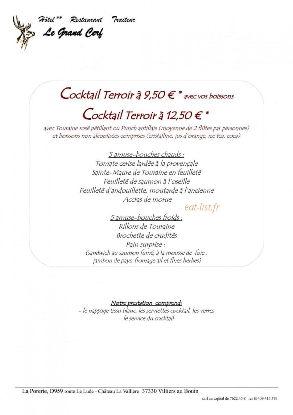 Le Grand Cerf — carte page 8
