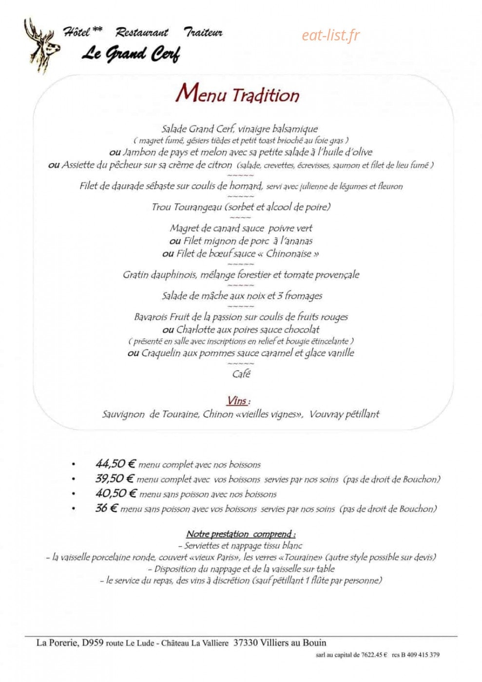 Le Grand Cerf — carte page 1