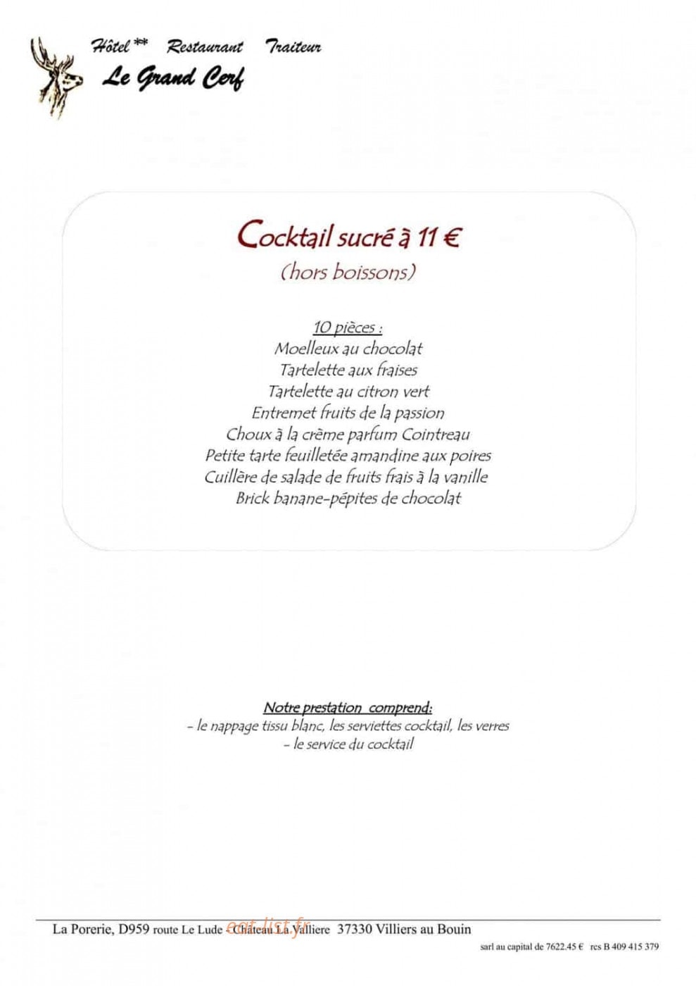 Le Grand Cerf — carte page 10