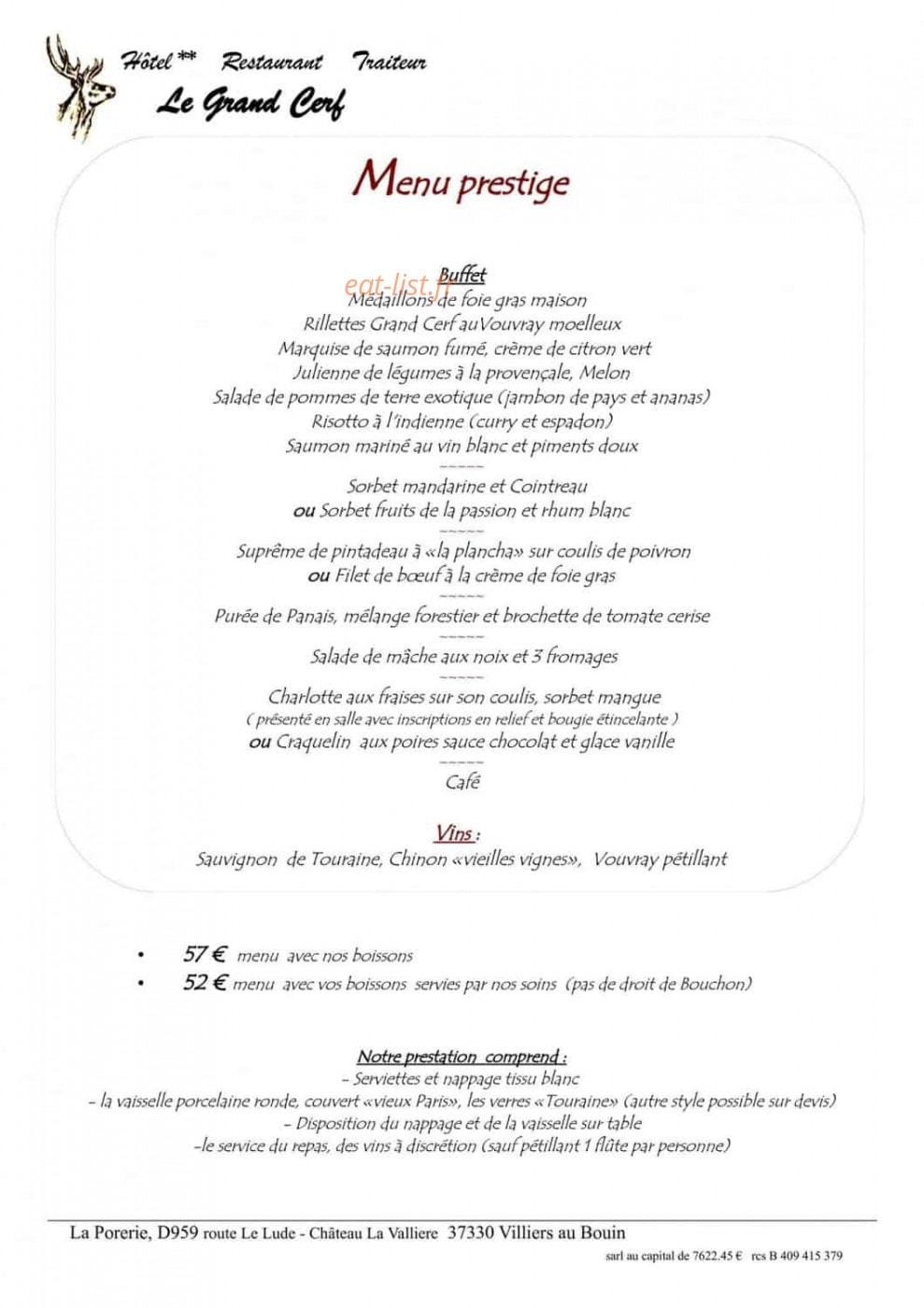 Le Grand Cerf — carte page 7