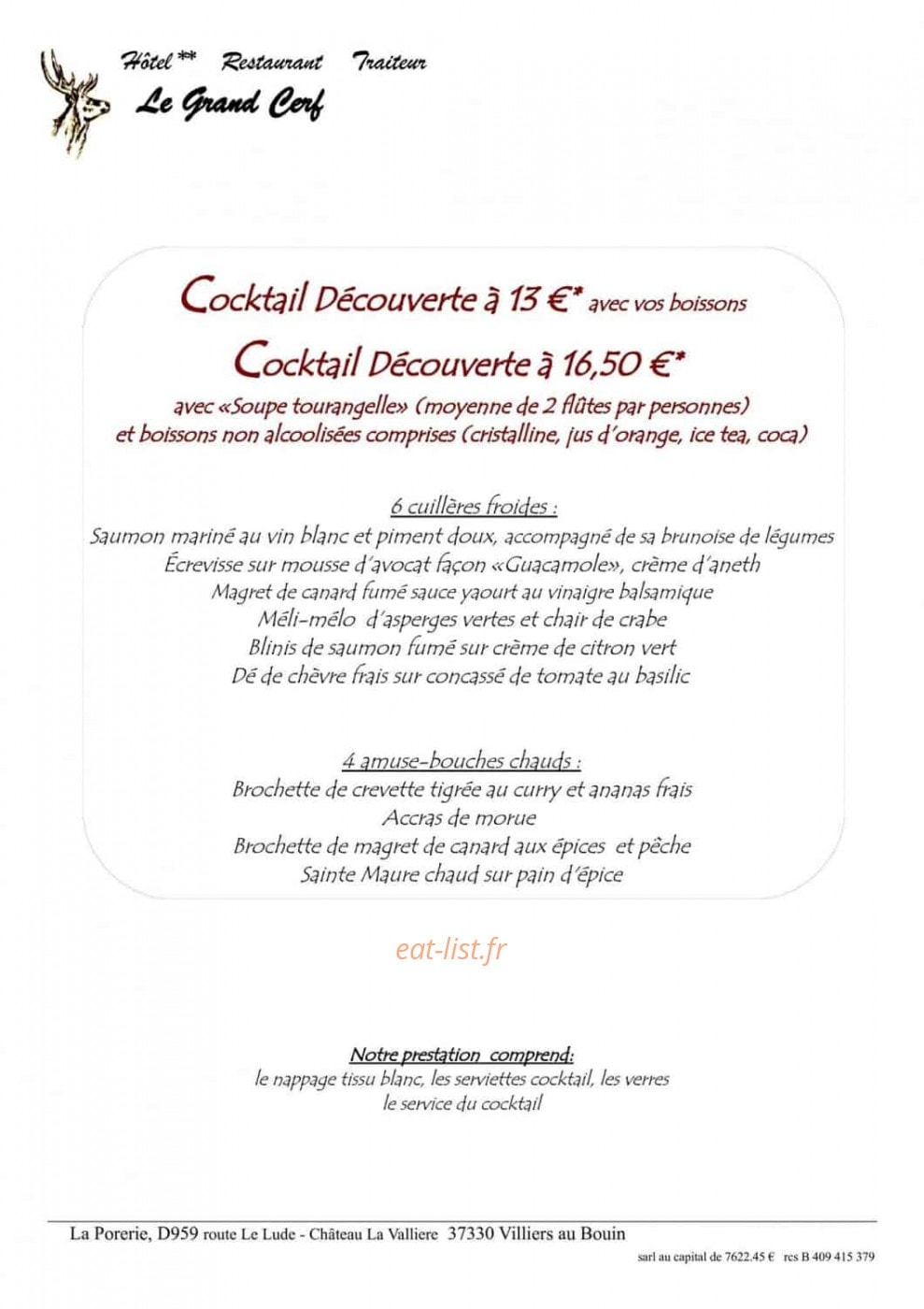 Le Grand Cerf — carte page 9