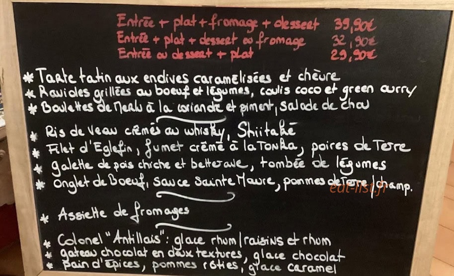 L’Auberge — carte page 1