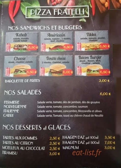 Pizza Fratelli — carte page 3