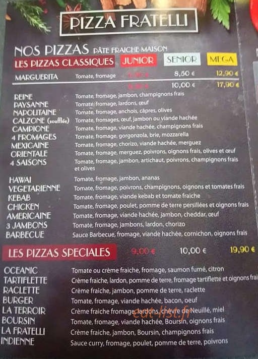 Pizza Fratelli — carte page 2