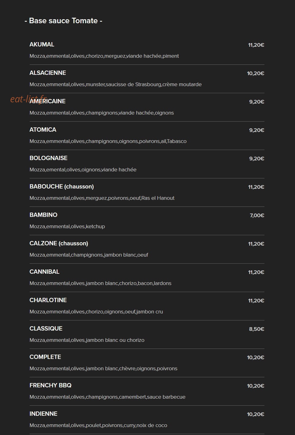 Le Pizzaiolo — carte page 1