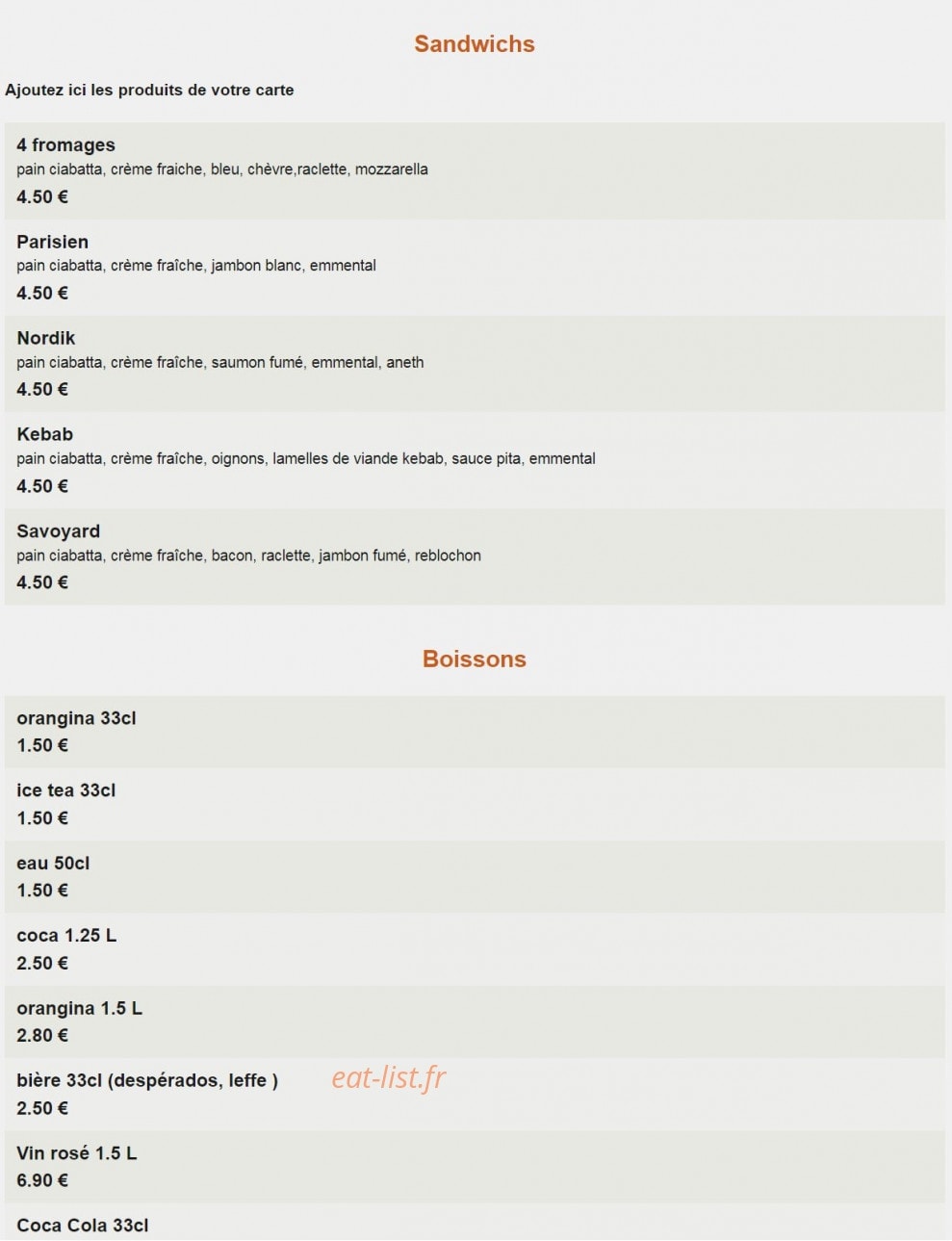 L'Atelier des Pizzas — carte page 3