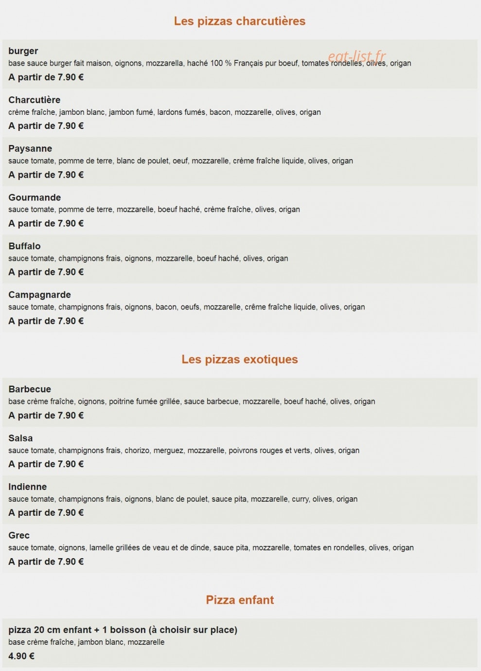 L'Atelier des Pizzas — carte page 2