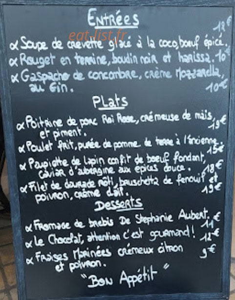 Au Coeur Epicurieux — carte page 1