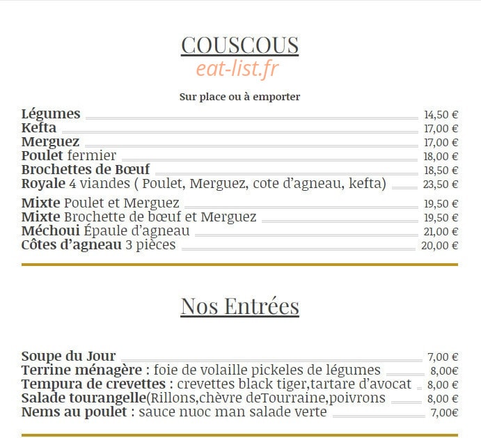 Bistrot l'Amboisie — carte page 1