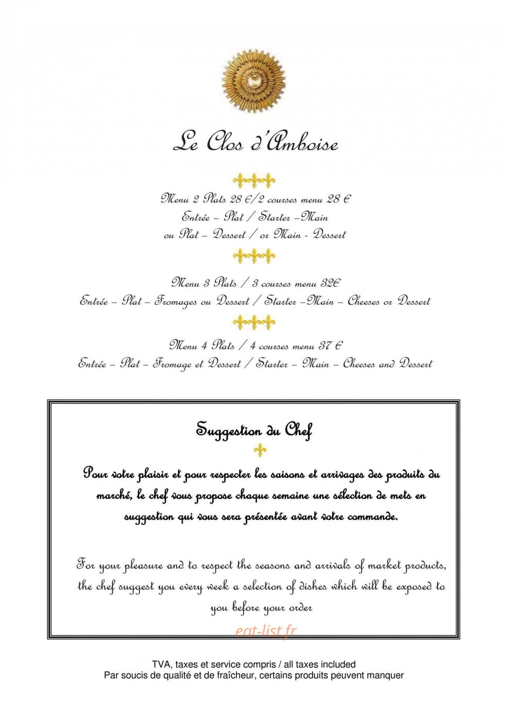 Le Clos d'amboise — carte page 1