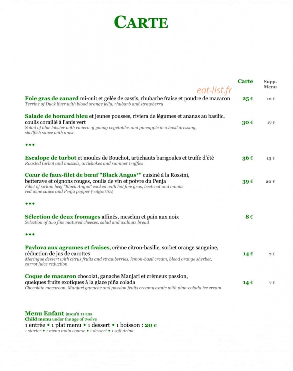 Restaurant le 36 — carte page 2