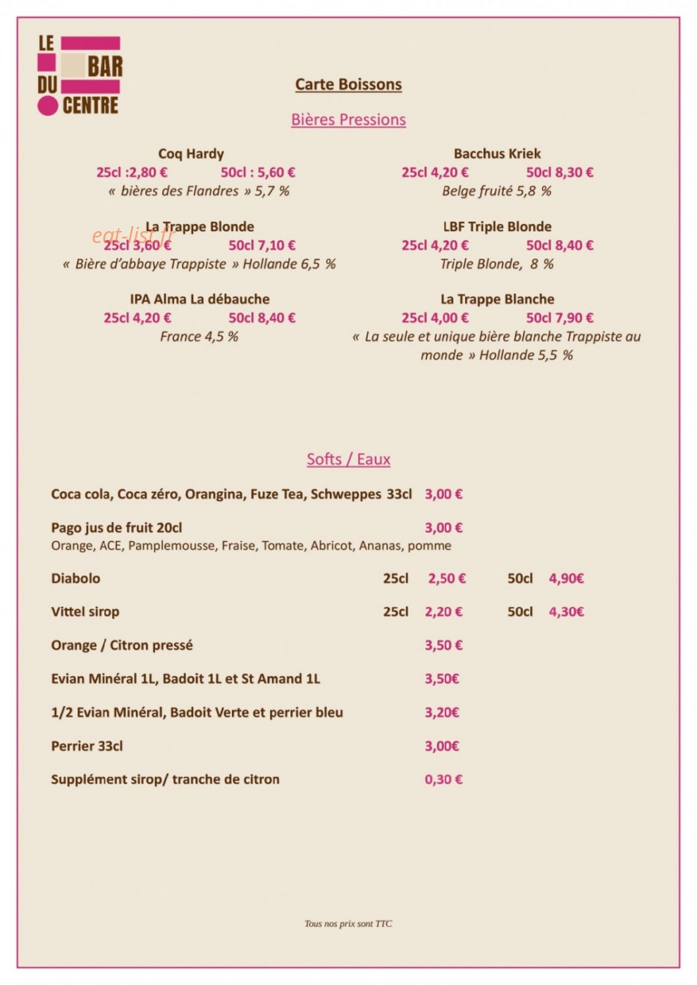 Bar du centre — carte page 6