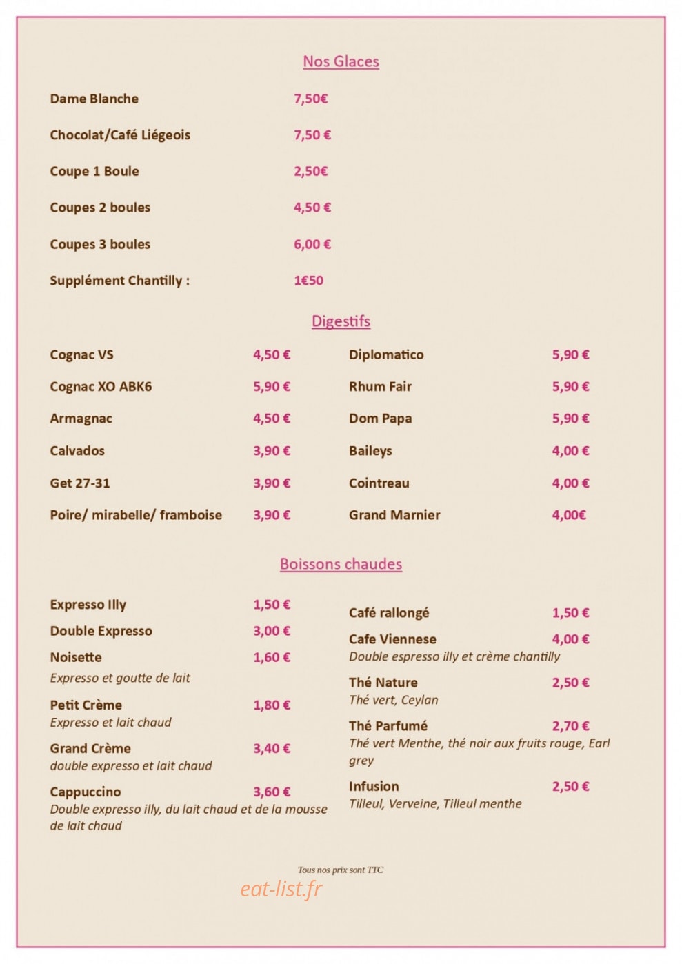 Bar du centre — carte page 4