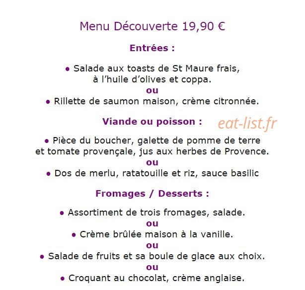 La Petite Auberge — carte page 2