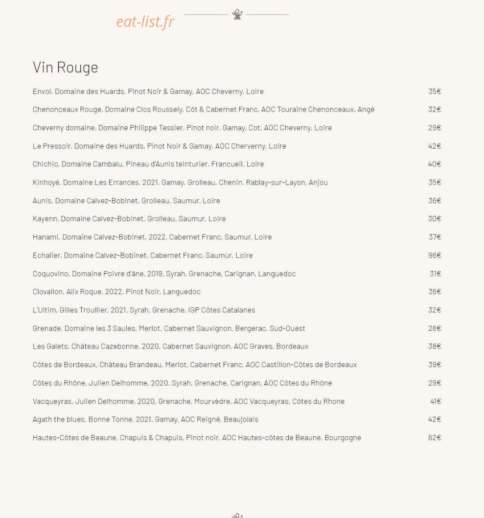 Le Restaurant de Razay — carte page 3