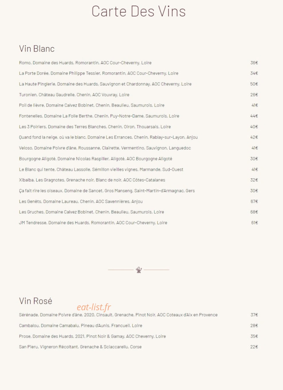 Le Restaurant de Razay — carte page 2