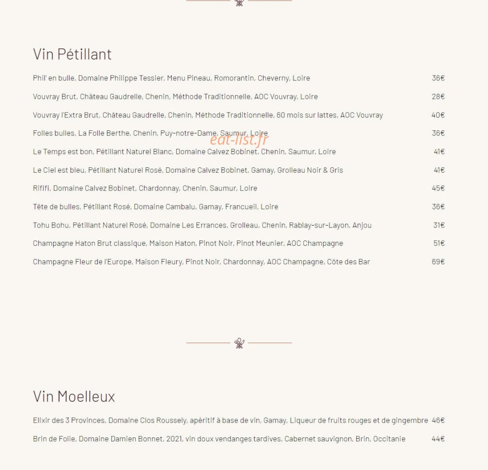 Le Restaurant de Razay — carte page 4