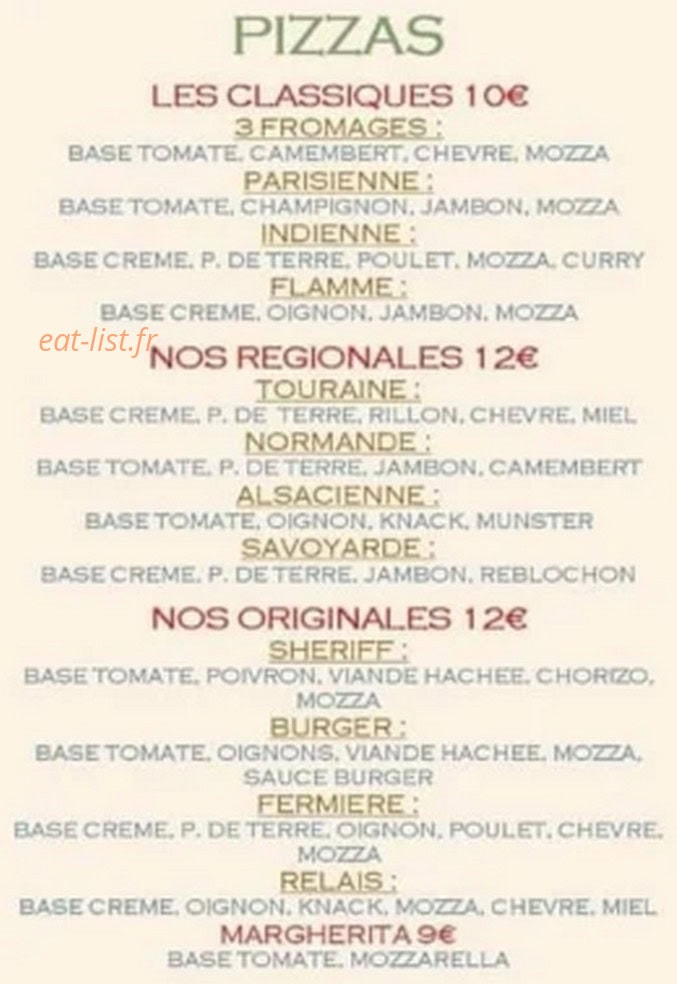 Le Relais Gourmand — carte page 1