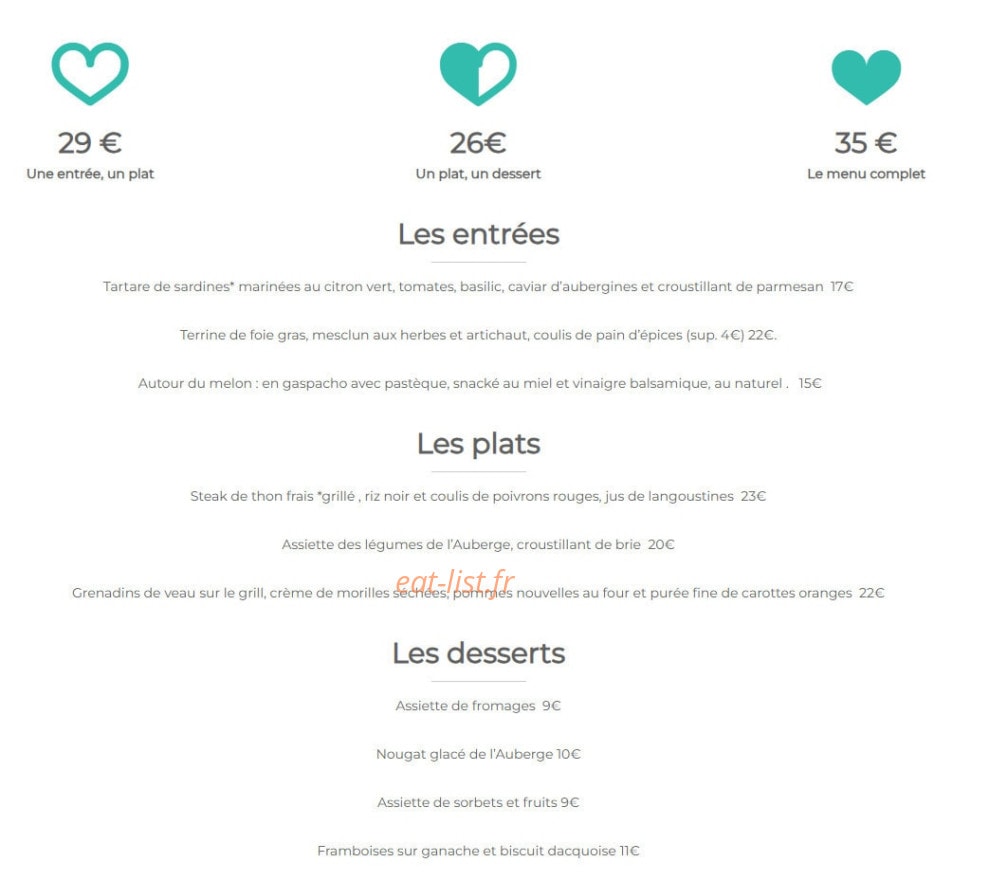 Auberge de la Route d'Or — carte page 1