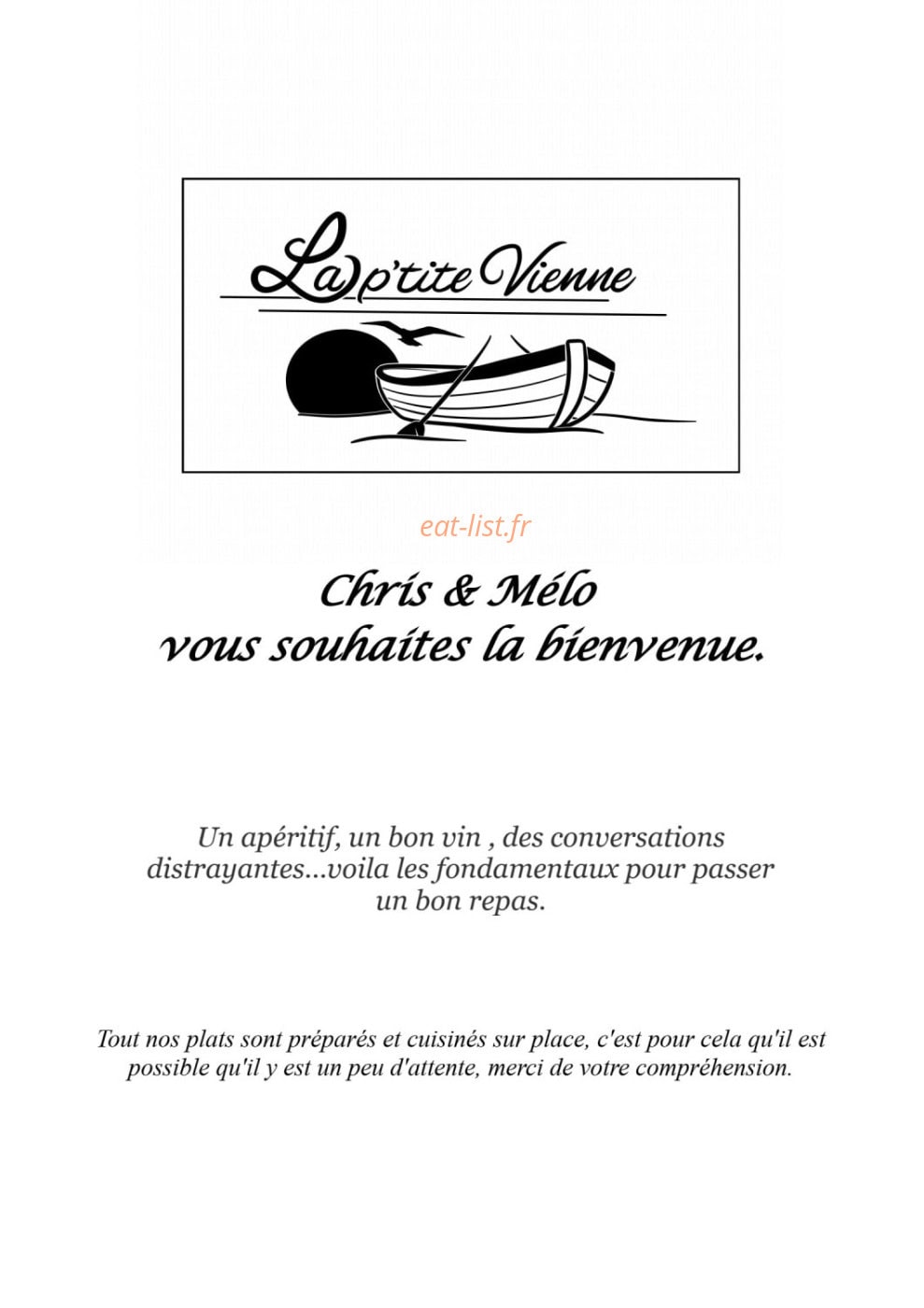 La P'tite Vienne — carte page 1