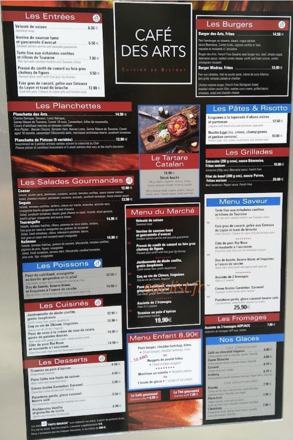Café des Arts — carte page 1
