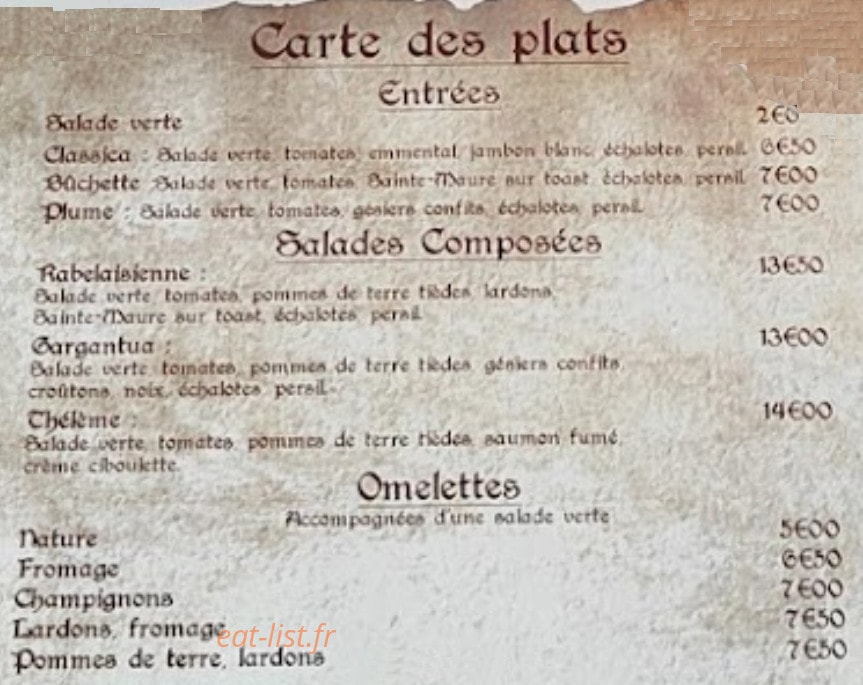 Creperie du Grand Carroi — carte page 1