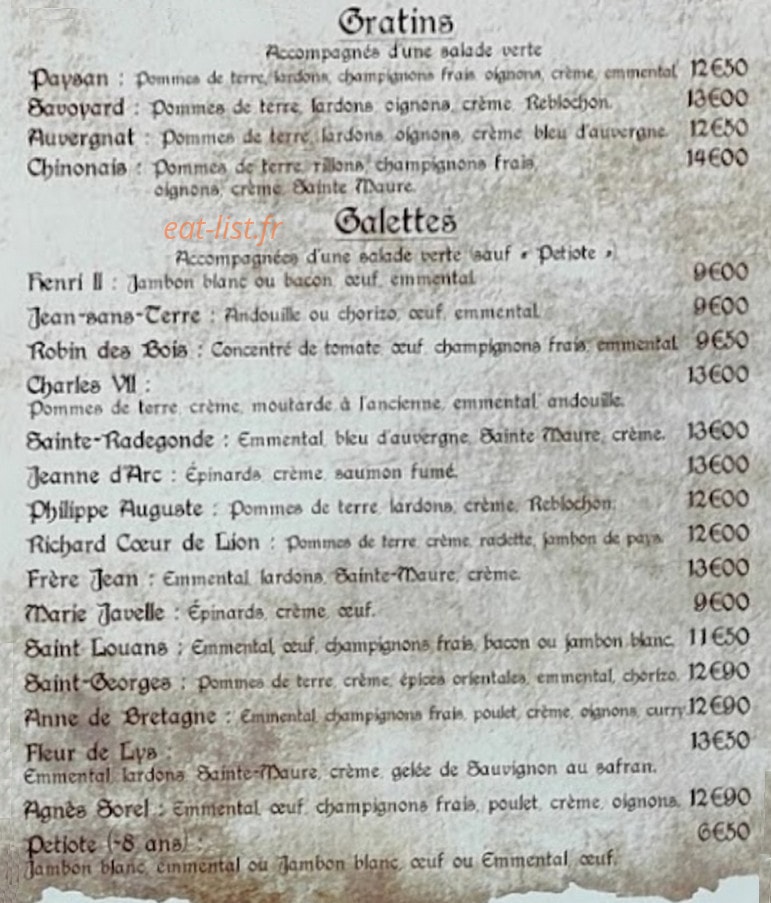 Creperie du Grand Carroi — carte page 2