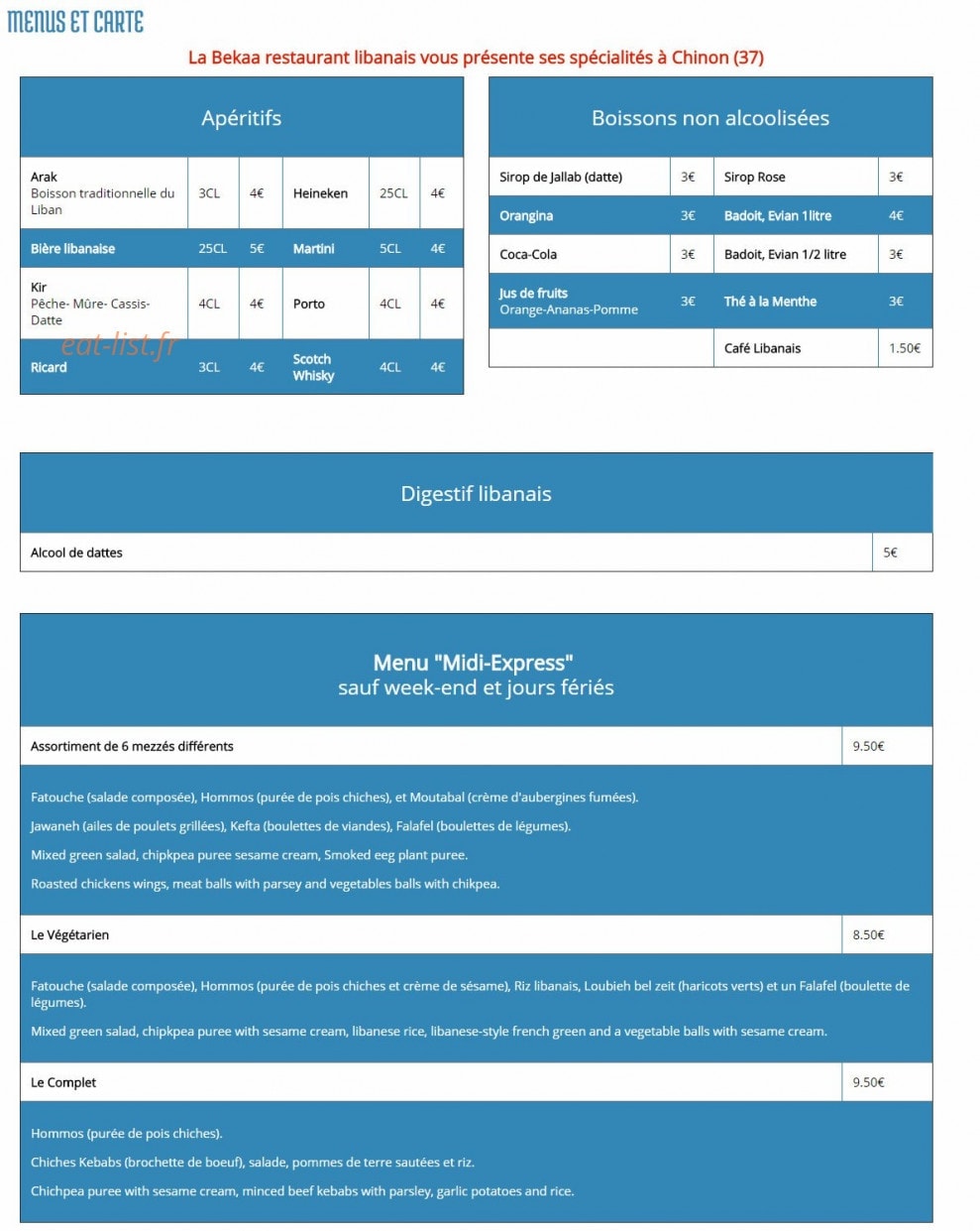 La bekaa — carte page 1