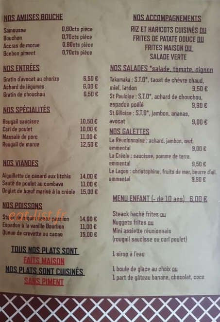 La Réunionnaise — carte page 2
